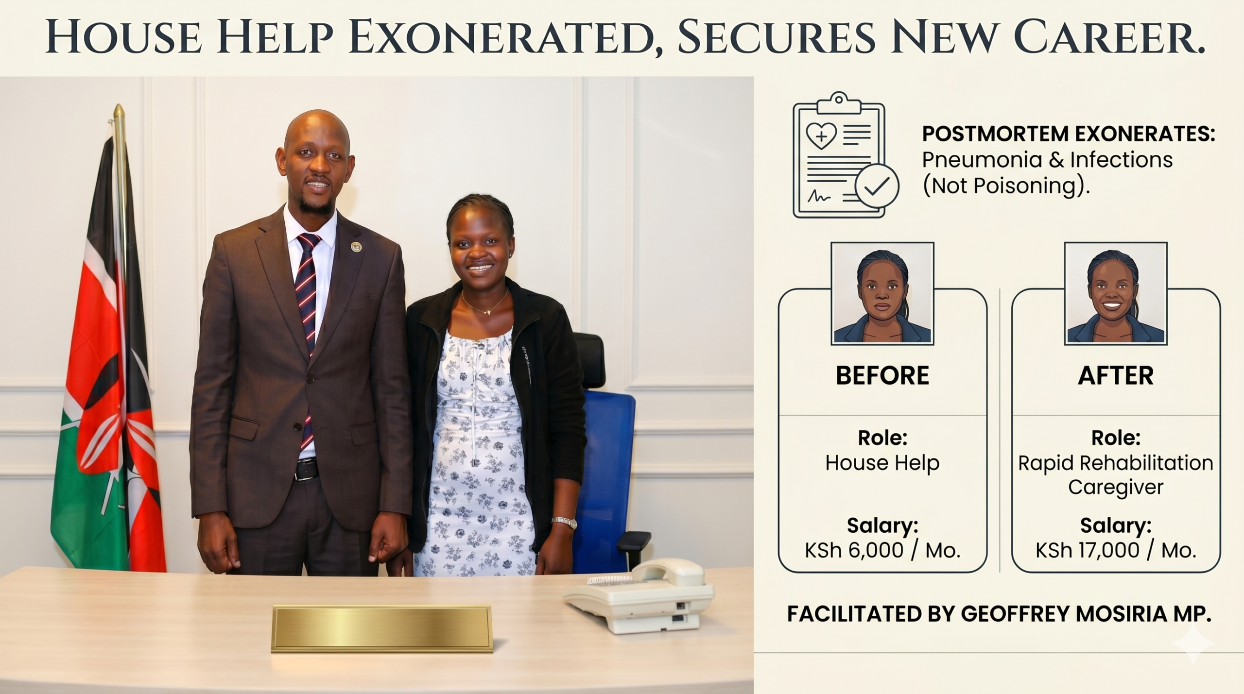 Postmortem Exonerates Ruai House Help: Geoffrey Mosiria Secures New Career Path for Joyce Onyango