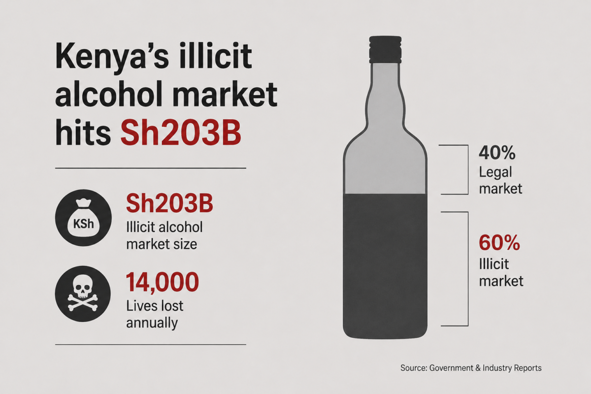 Kenya’s Illicit Alcohol Market Hits Sh203B, Claiming 14,000 Lives Annually